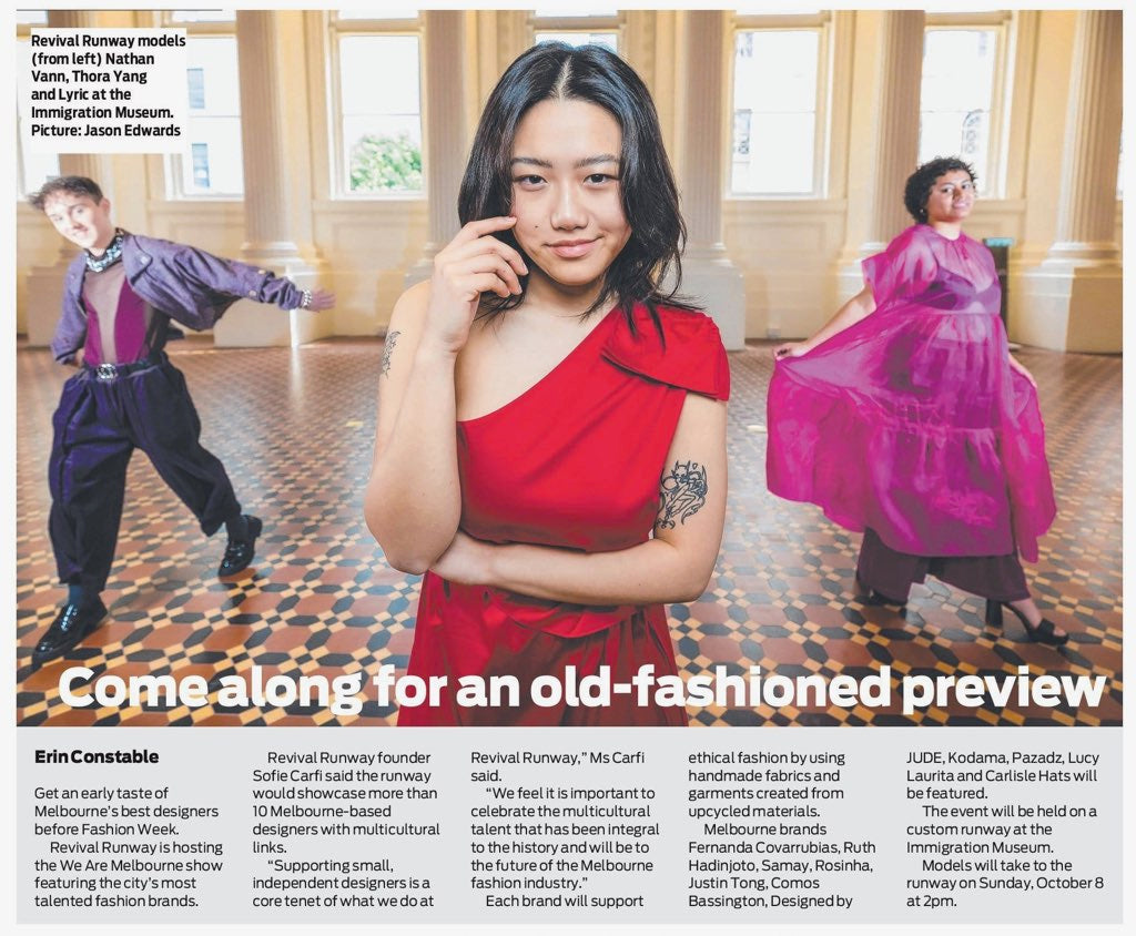 Herald Sun Revival runway 2023. Fernanda Covarrubias